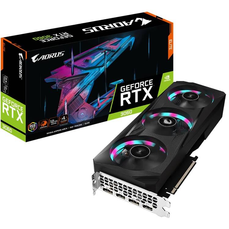 VGA GIGABYTE AORUS GeForce RTX 3060 ELITE 12G (GV-N3060AORUS E-12GD) 1