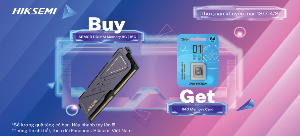 MUA RAM HIKSEMI ARMOR UDIMM 8GB HOẶC 16GB, BẠN SẼ NHẬN NGAY THẺ NHỚ HIKVISION 64GB MIỄN PHÍ! 🎁🎁🎁