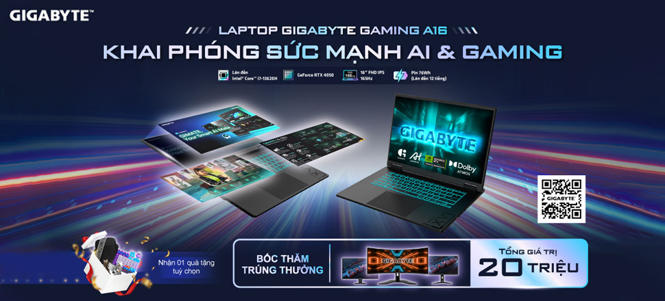 [Khuyến Mãi] Khai Phóng Sức Mạnh AI & Gaming Với Laptop Gigabyte Gaming A16