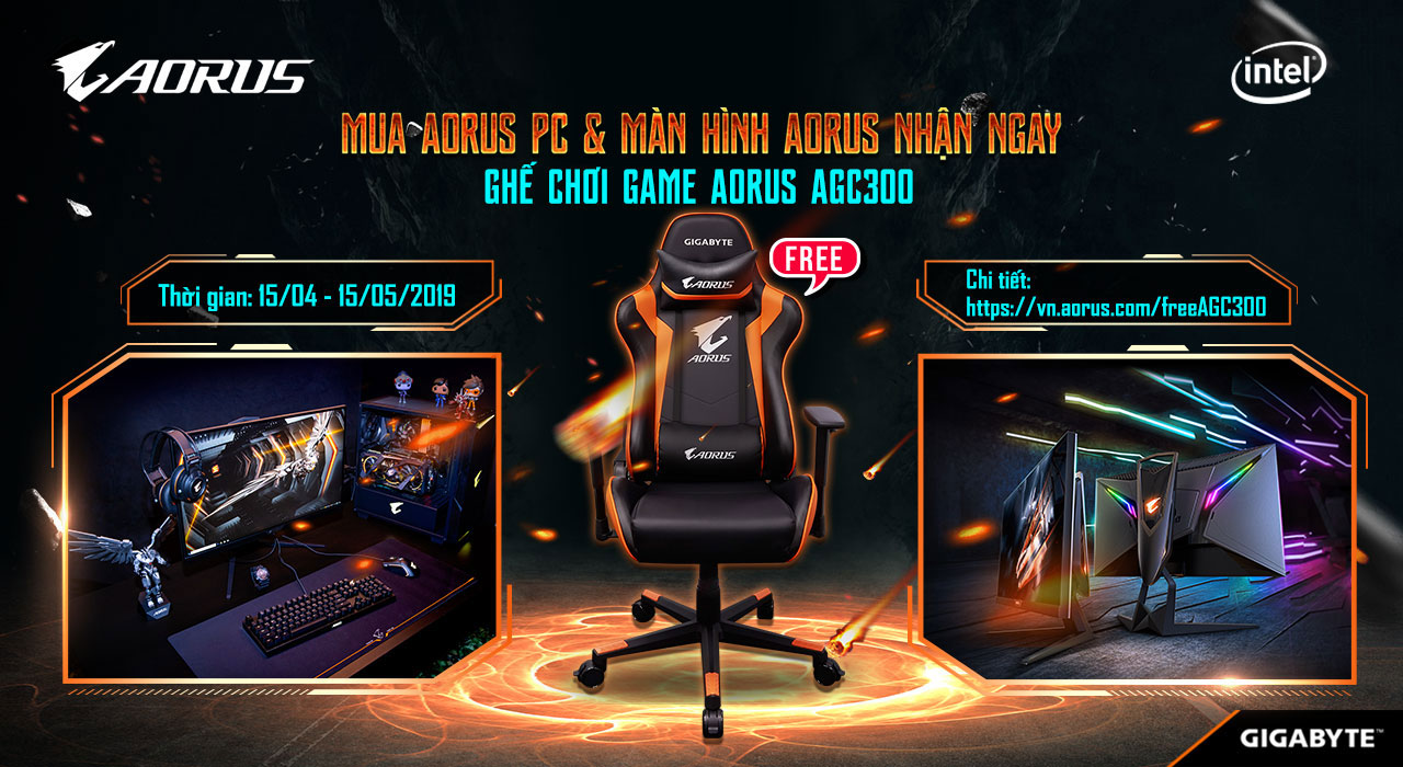 Mua AORUS PC & màn hình AORUS, nhận ngay ghế chơi game AORUS AGC300