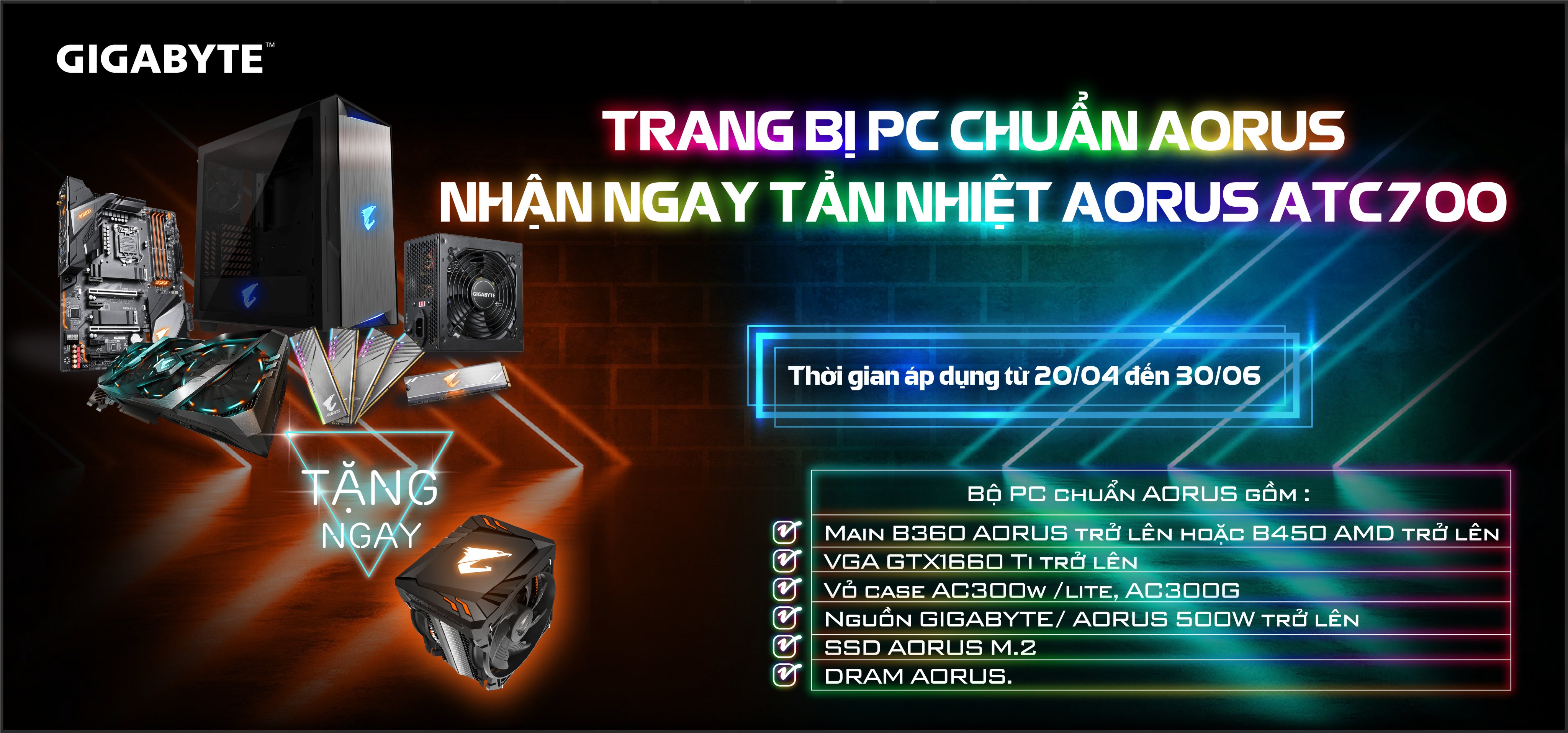 Trang bị PC chuẩn Aorus nhận ngay tản nhiệt Aorus ATC700