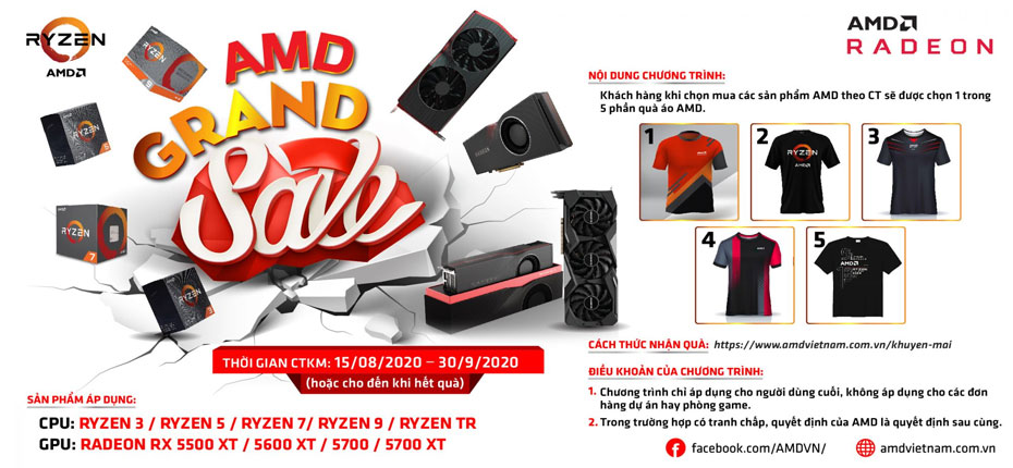 Chương trình khuyến mại  AMD Grand Sales (15/08/2020 - 30/09/2020)