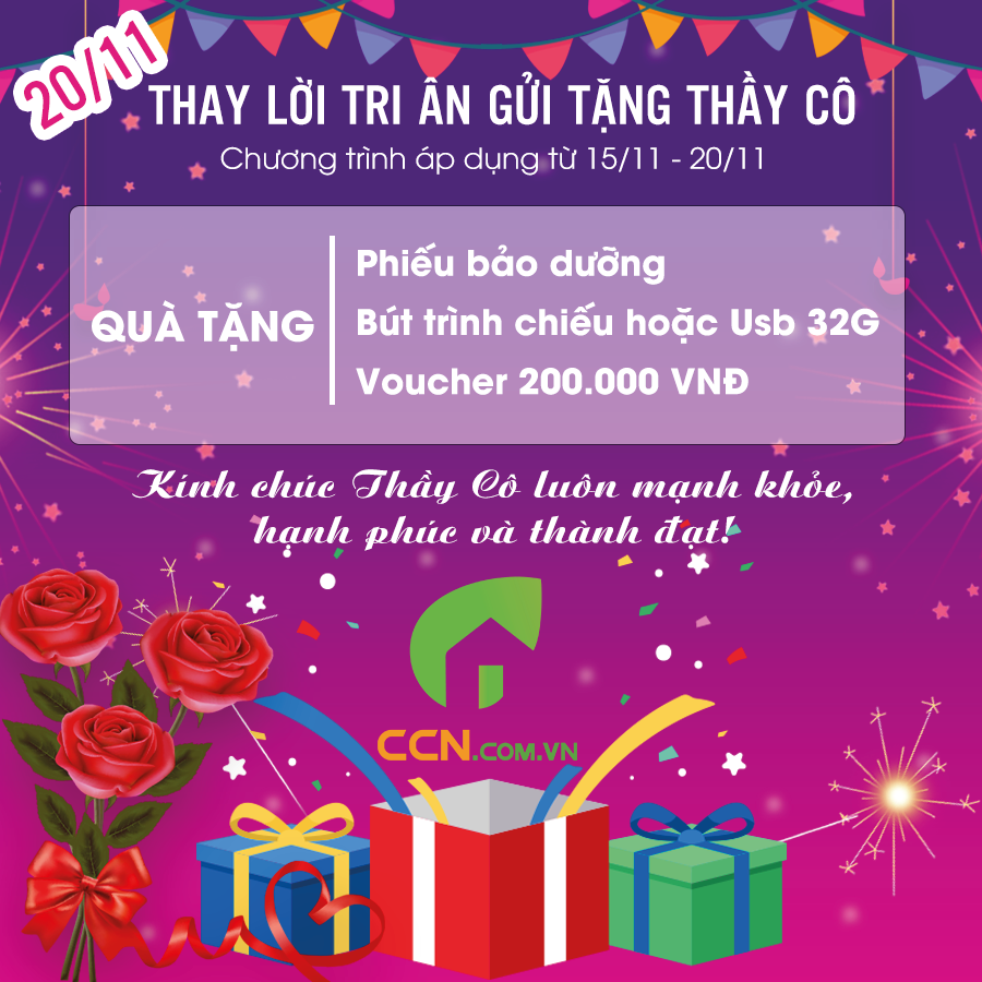 THAY LỜI TRI ÂN GỬI TẶNG THẦY CÔ NHIỀU QUÀ TẶNG HẤP DẪN