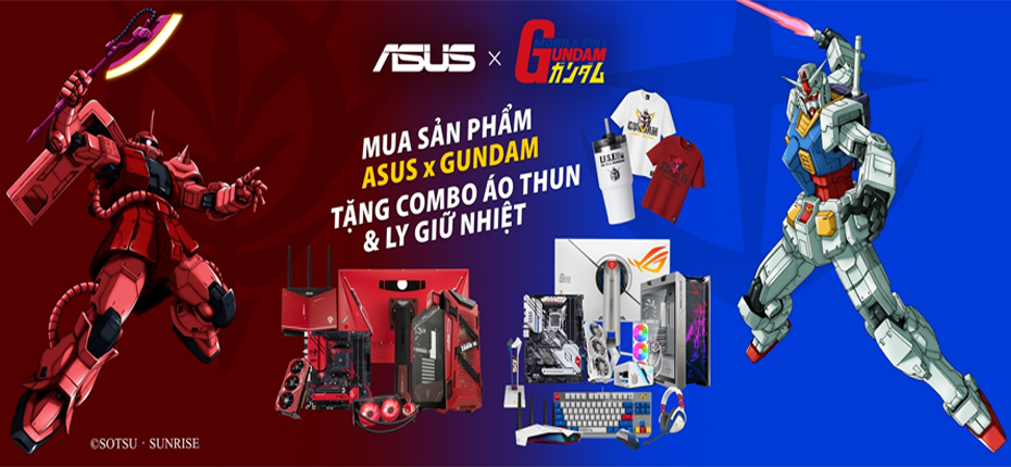 Mua sản phẩm ASUS x GUNDAM tặng combo áo thun và ly giữ nhiệt