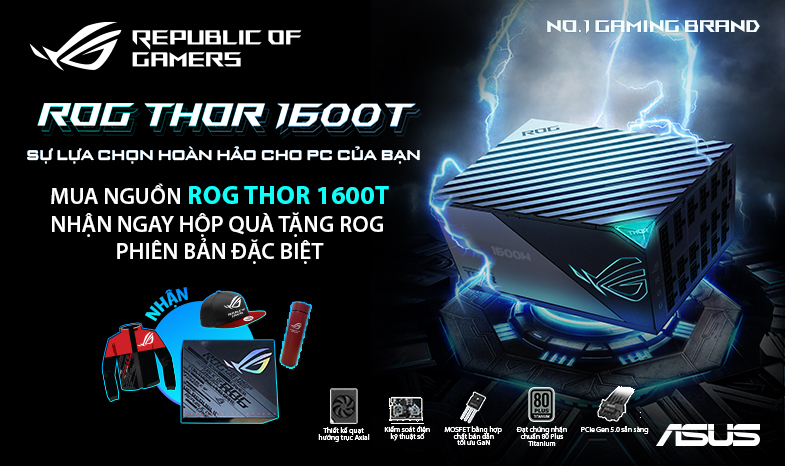 ROG THOR 1600T – SỰ LỰA CHỌN HOÀN HẢO CHO PC CỦA BẠN