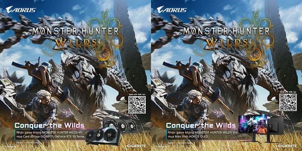 CTKM GIGABYTE: Tặng code game Monster Hunter Wild cho sản phẩm RTX 50 Series & Màn hình AORUS OLED