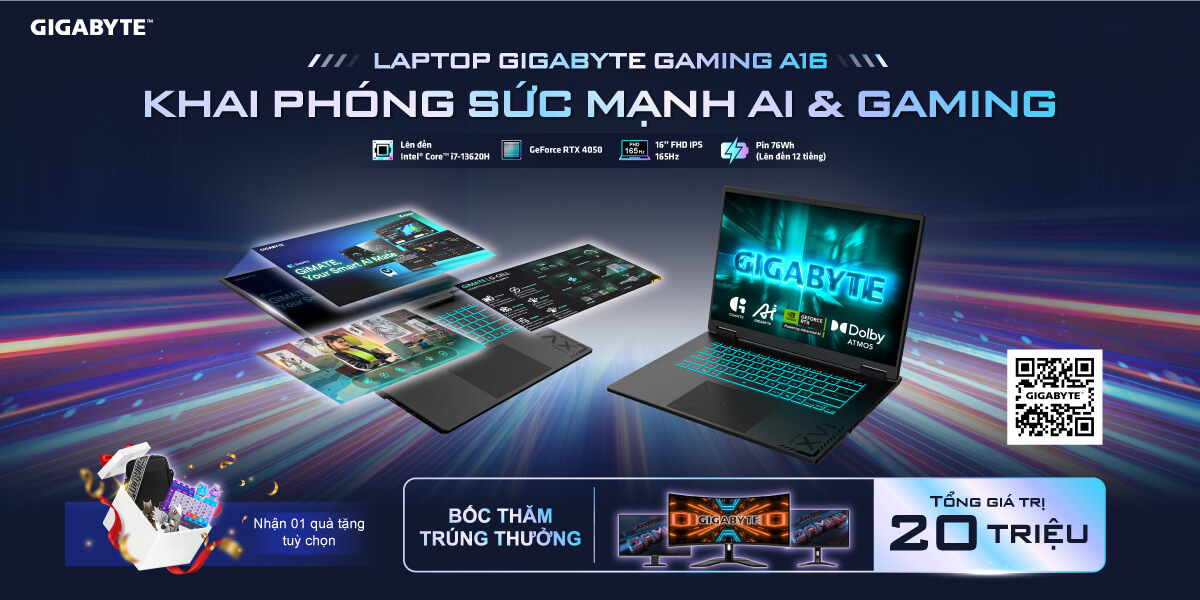 [Khuyến Mãi] Khai Phóng Sức Mạnh AI & Gaming Với Laptop Gigabyte Gaming A16