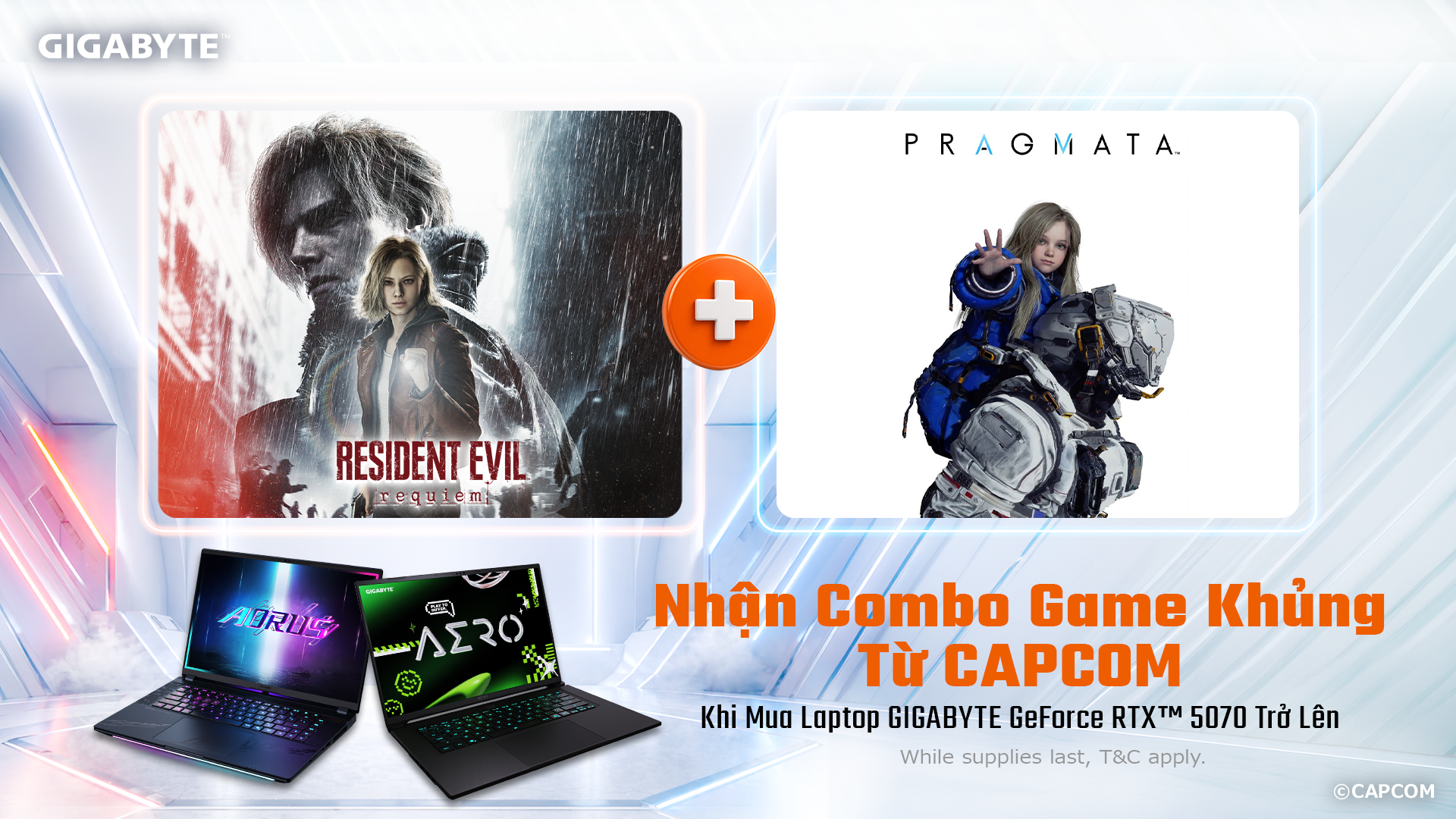 [GIGABYTE CTKM] MUA 1 ĐƯỢC 2 - Tặng combo game RESIDENT EVIL & PRAGMATA khi mua Laptop GIGABYTE GeForce RTX 50 Series