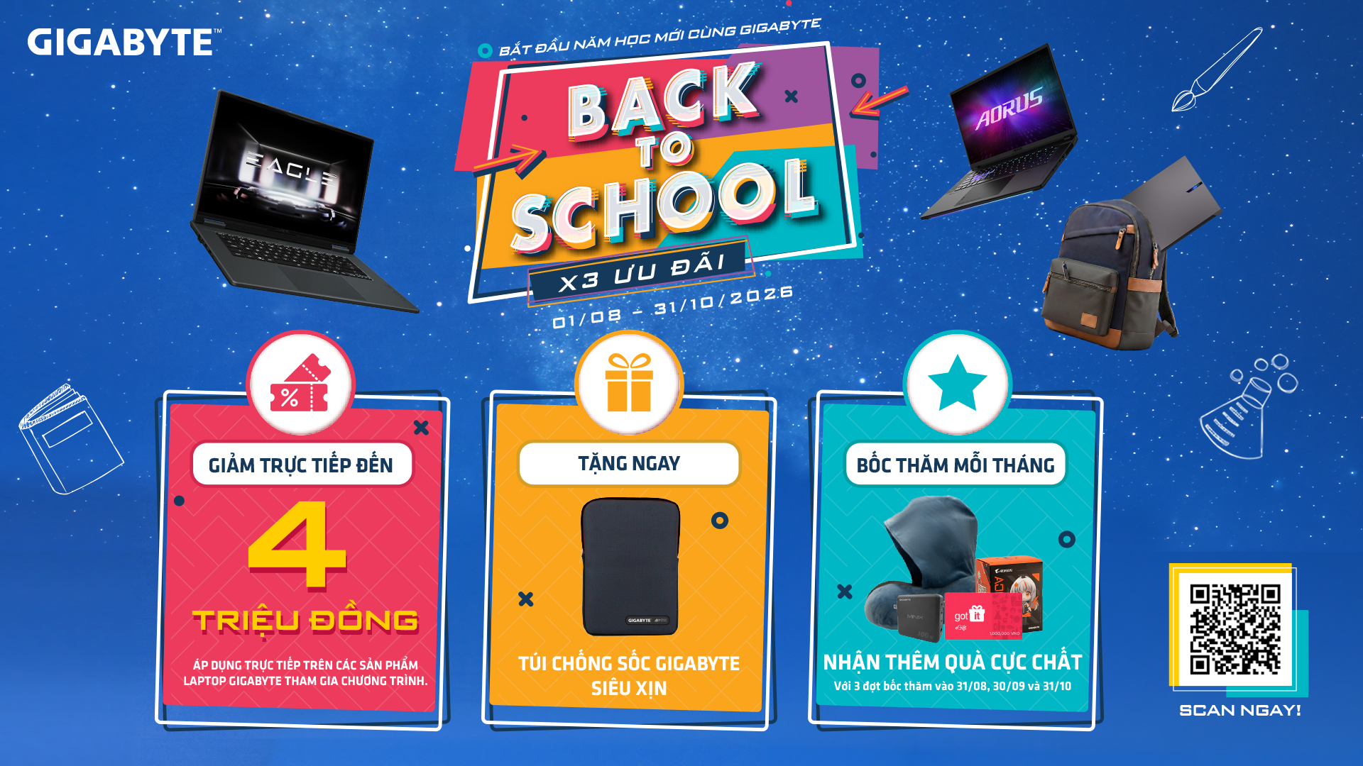 CTKM: Bắt đầu năm học mới cùng GIGABYTE – Back to School: X3 ưu đãi