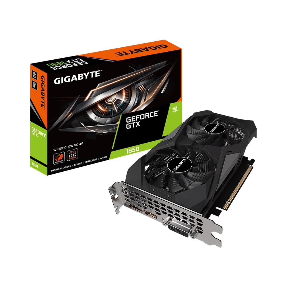 VGA GIGABYTE GeForce GTX 1650 D6 WINDFORCE OC 4G (GV-N1656WF2OC-4GD) 1