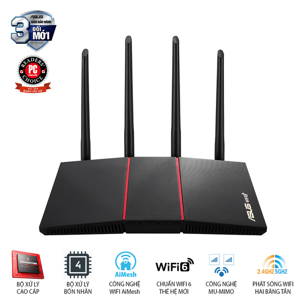 Bộ định tuyến wifi 6 Asus RT-AX55U AX1800Mbps 1