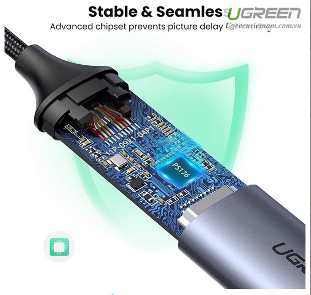 Cáp chuyển đổi USB type-C to HDMI hỗ trợ 4K@60Hz chính hãng Ugreen 70444 bọc nhôm cao cấp 2