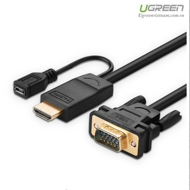 Cáp chuyển đổi HDMI to VGA 1'5m hỗ trợ nguồn chính hãng Ugreen 30449 cao cấp 2