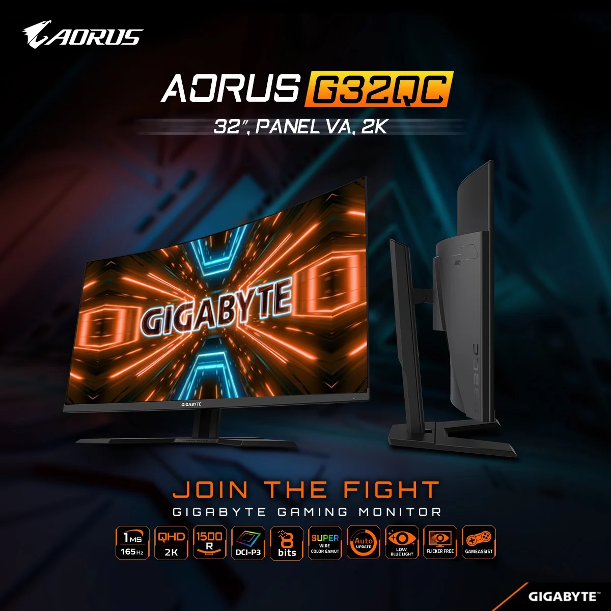 Màn hình máy tính Gigabyte G32QC A-EK 31.5 inch 2K 165Hz Gaming 1