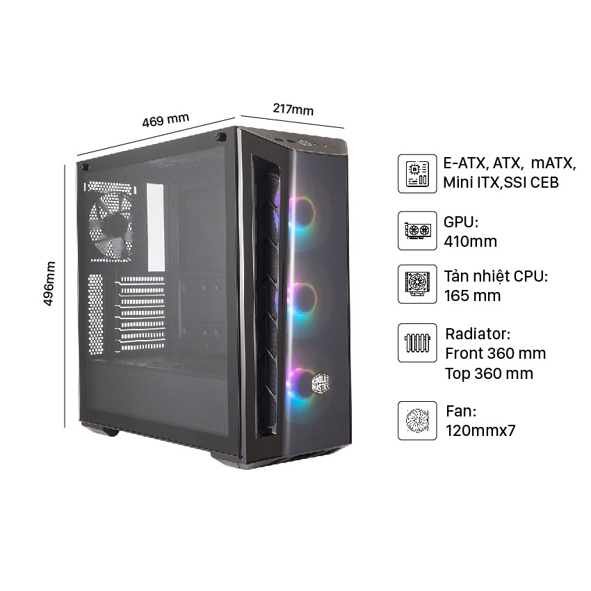 Vỏ Case Cooler Master MasterBox MB520 ARGB (Mid Tower/Màu đen/Led ARGB) 1