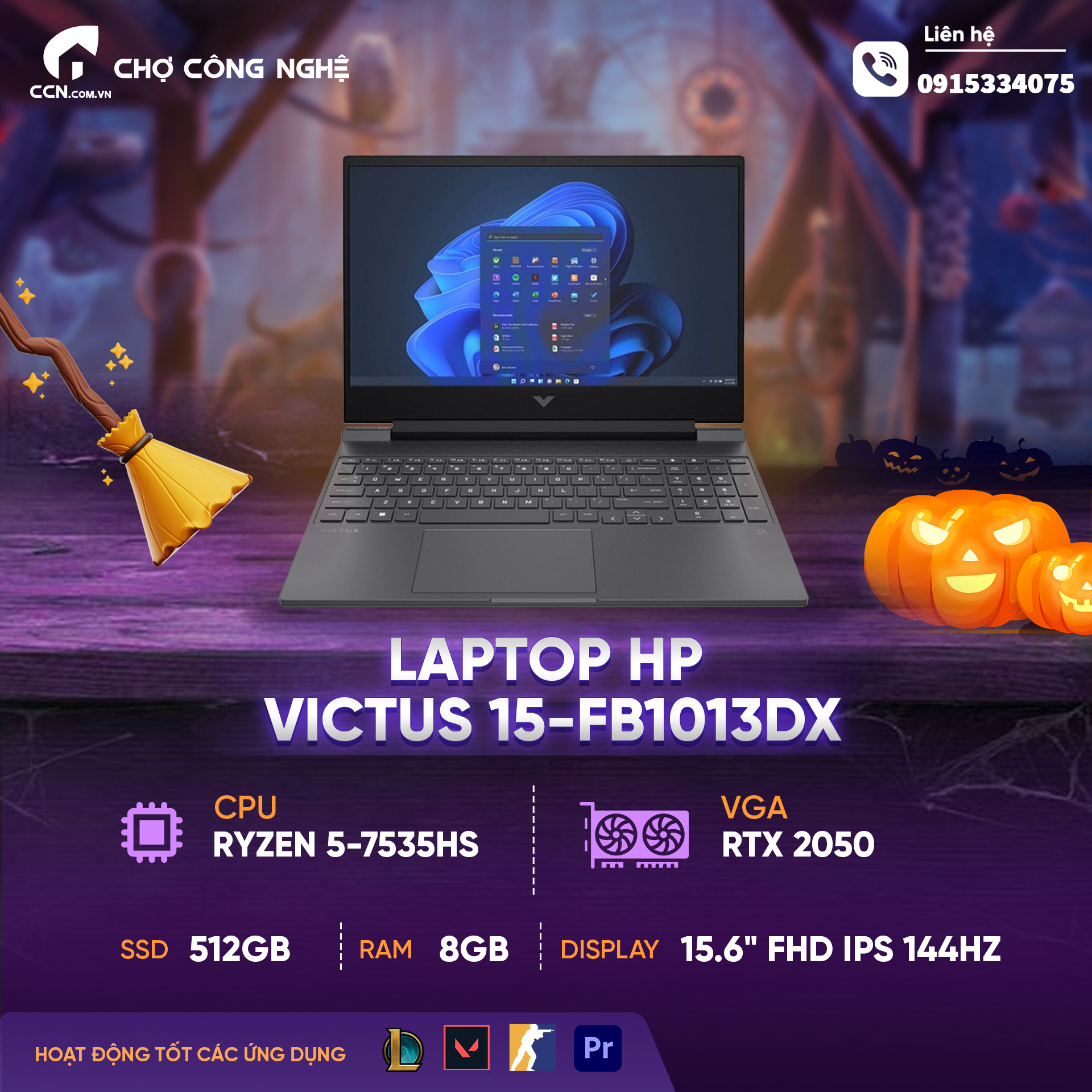 Laptop HP Victus 15-fb1013dx (AMD RYZEN 5 7535HS | 8GB | SSD 512GB | RTX 2050 | 15.6' Full HD IPS 144Hz | Win11) 1