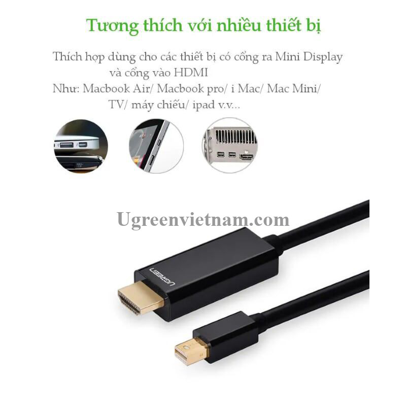 Cáp chuyển đổi Ugreen 20848 1.5M Mini DP sang HDMI hỗ trợ phân phải 4K x 2K MD101 20020848 6