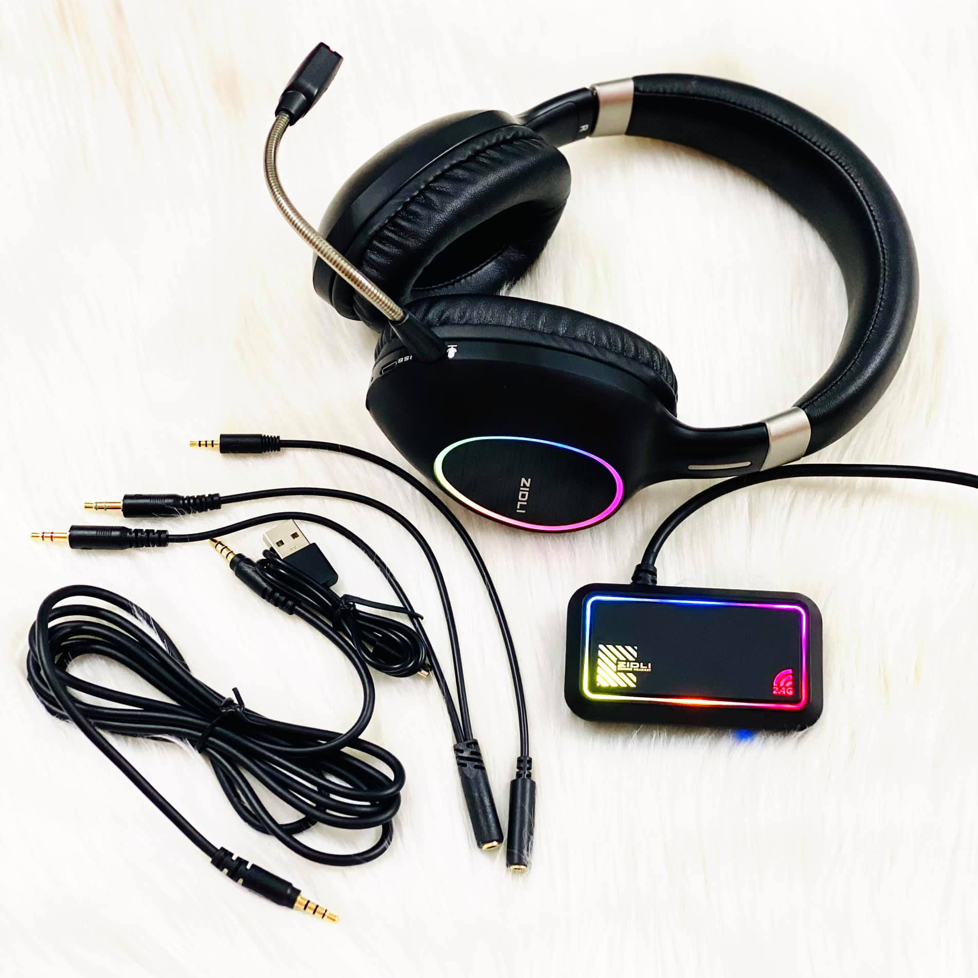 Tai nghe không dây Gaming Dual Mode Zidli AH1 2.4G (7.1' USB' Led) 9