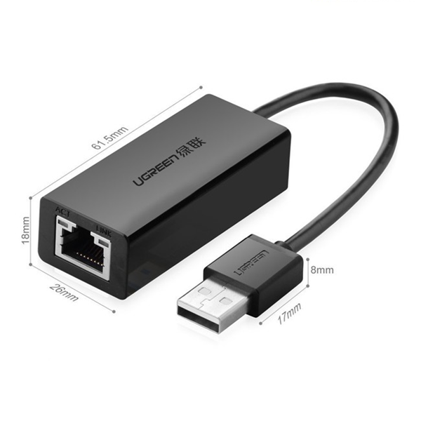 Cáp USB to Lan 2.0 cho Macbook' pc' laptop hỗ trợ Ethernet 10/100 Mbps chính hãng Ugreen 20254 2