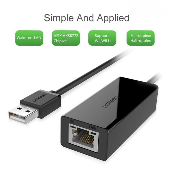 Cáp USB to Lan 2.0 cho Macbook' pc' laptop hỗ trợ Ethernet 10/100 Mbps chính hãng Ugreen 20254 3