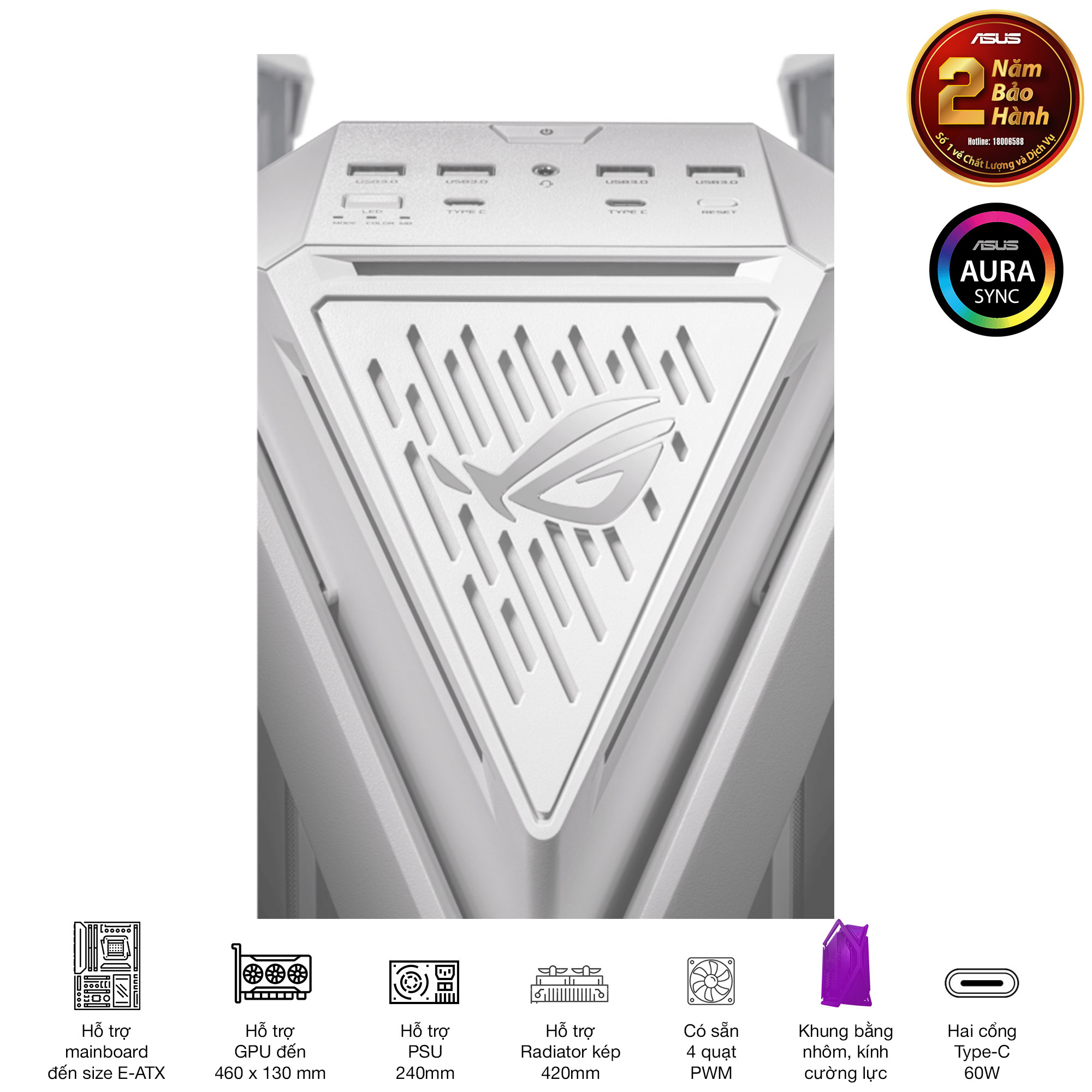 Vỏ Case GR701 ROG HYPERION WHITE EDITION 11