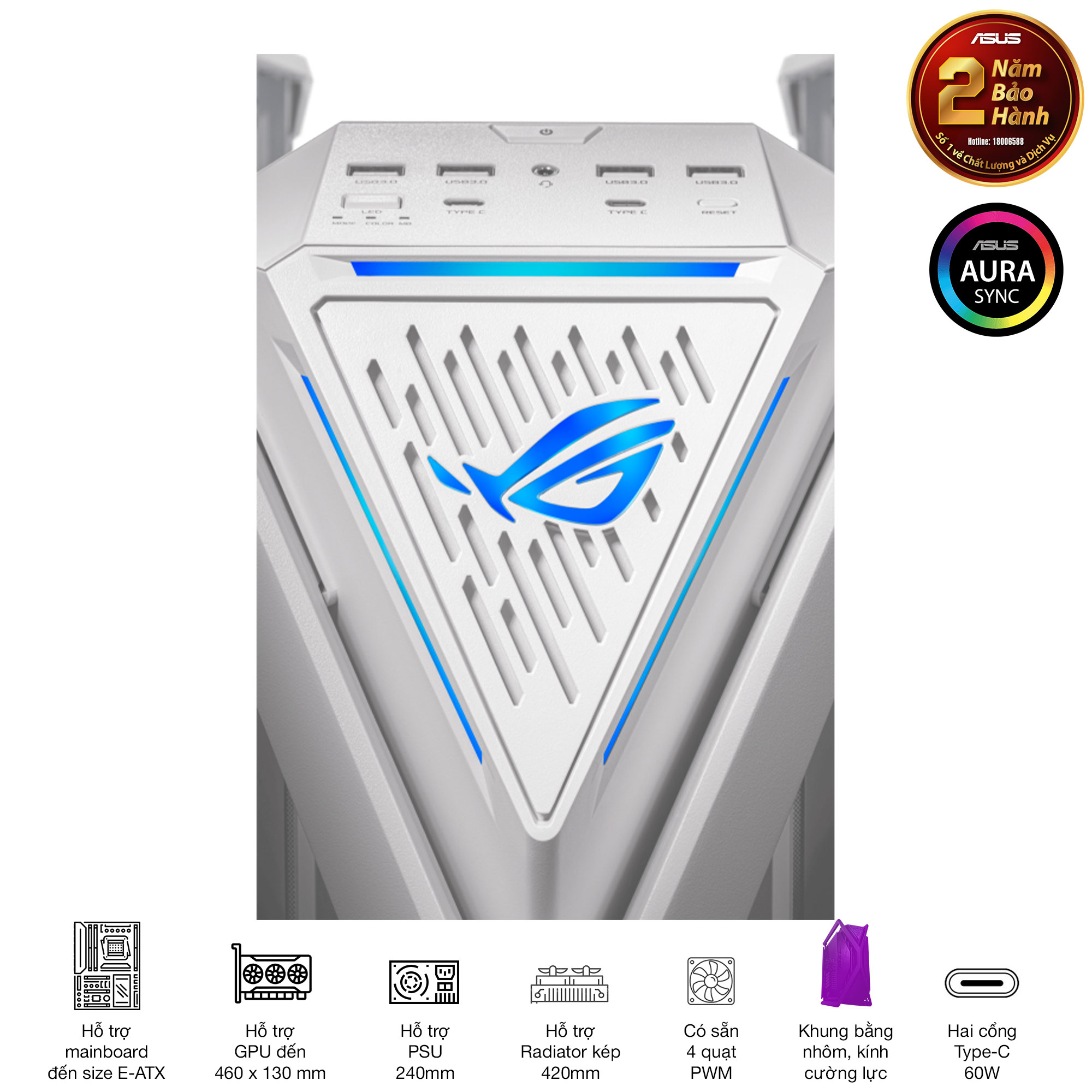 Vỏ Case GR701 ROG HYPERION WHITE EDITION 12