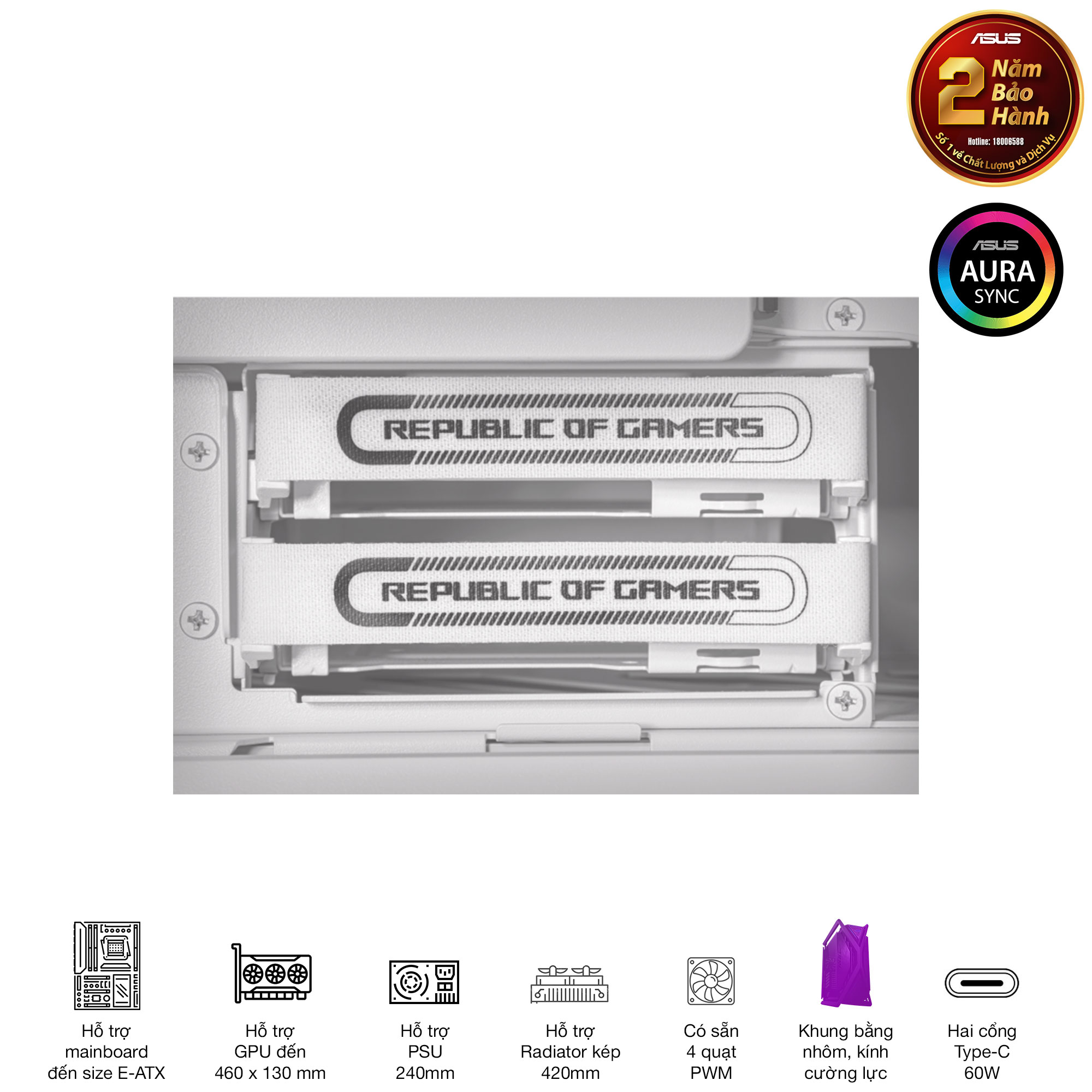 Vỏ Case GR701 ROG HYPERION WHITE EDITION 13