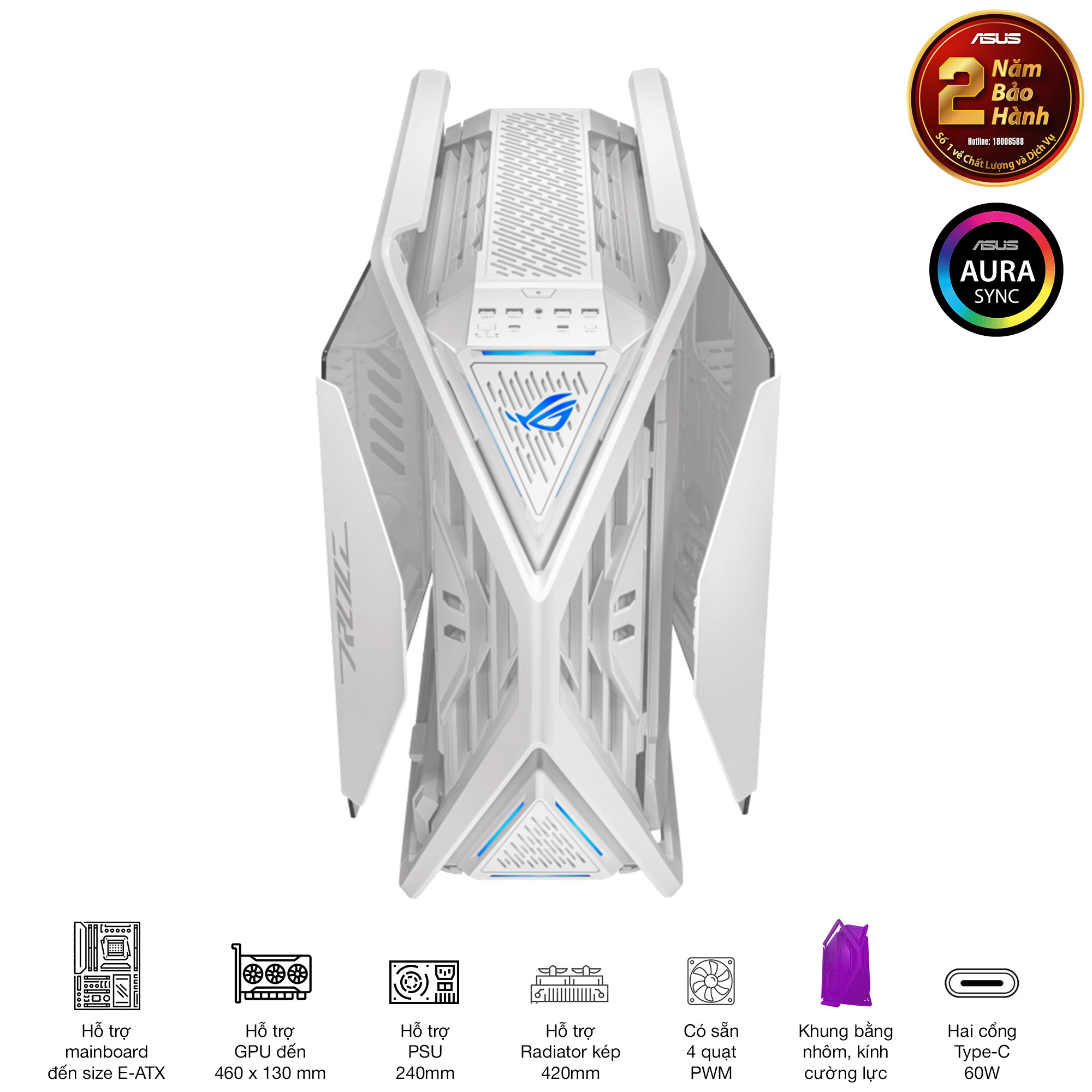 Vỏ Case GR701 ROG HYPERION WHITE EDITION 15