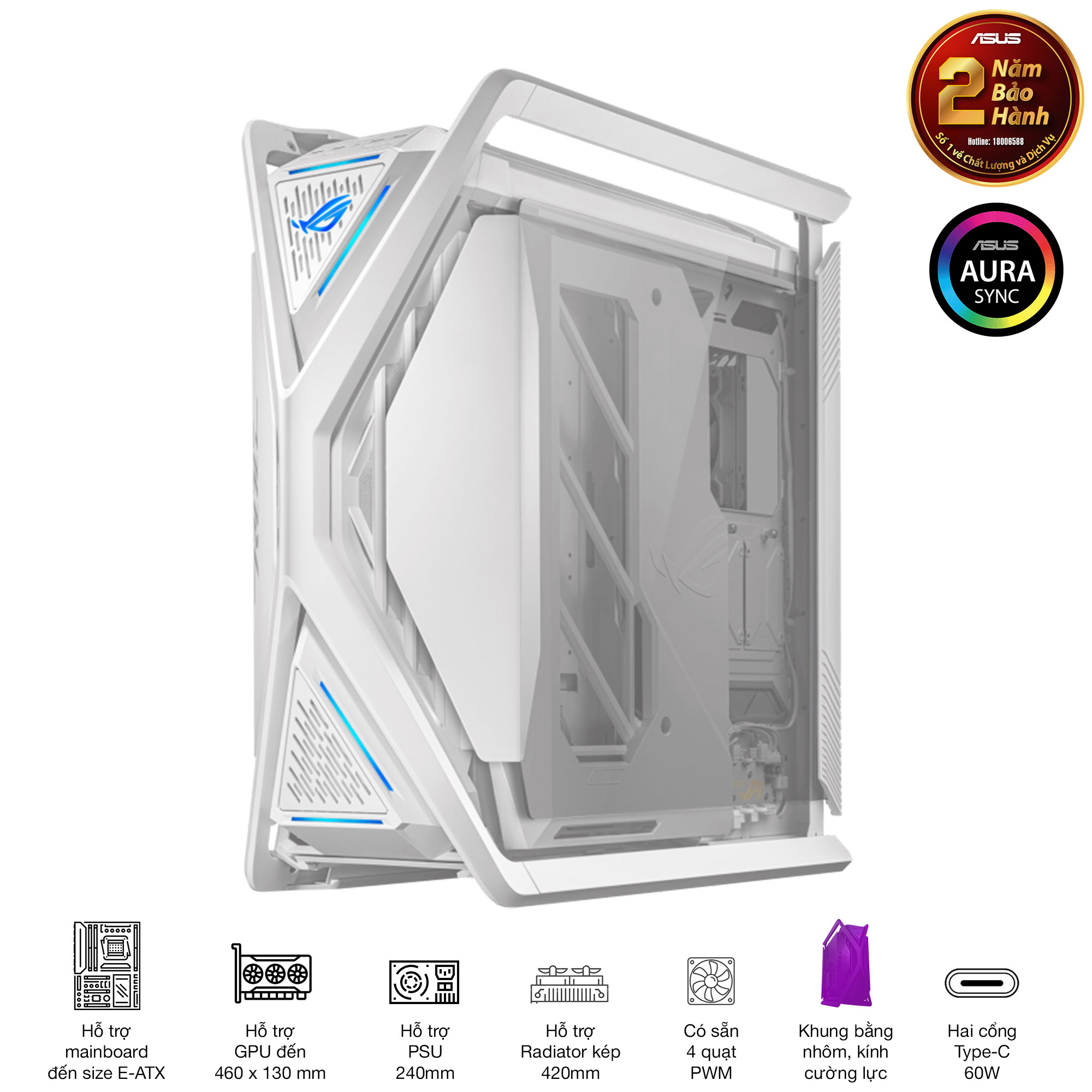 Vỏ Case GR701 ROG HYPERION WHITE EDITION 16