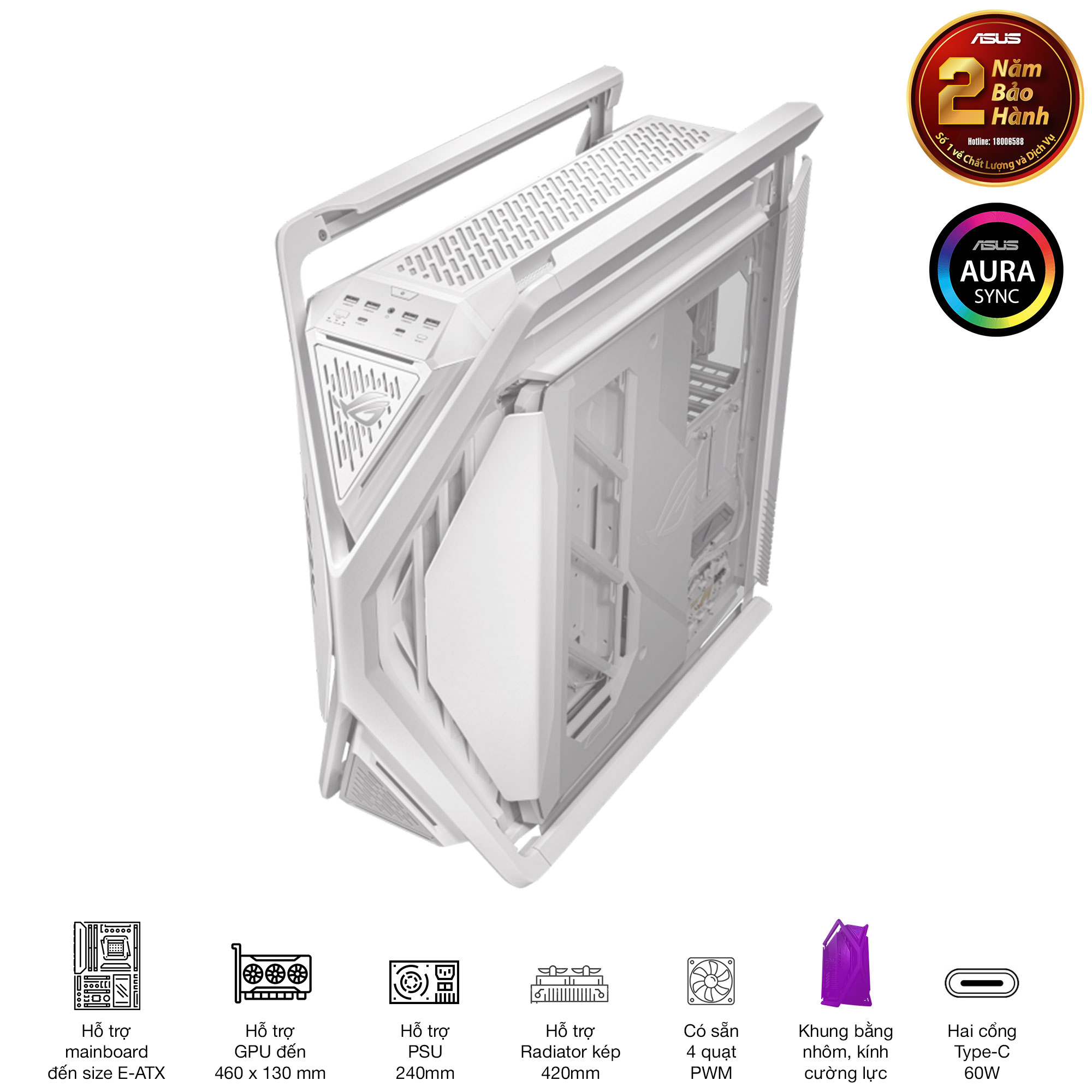Vỏ Case GR701 ROG HYPERION WHITE EDITION 17