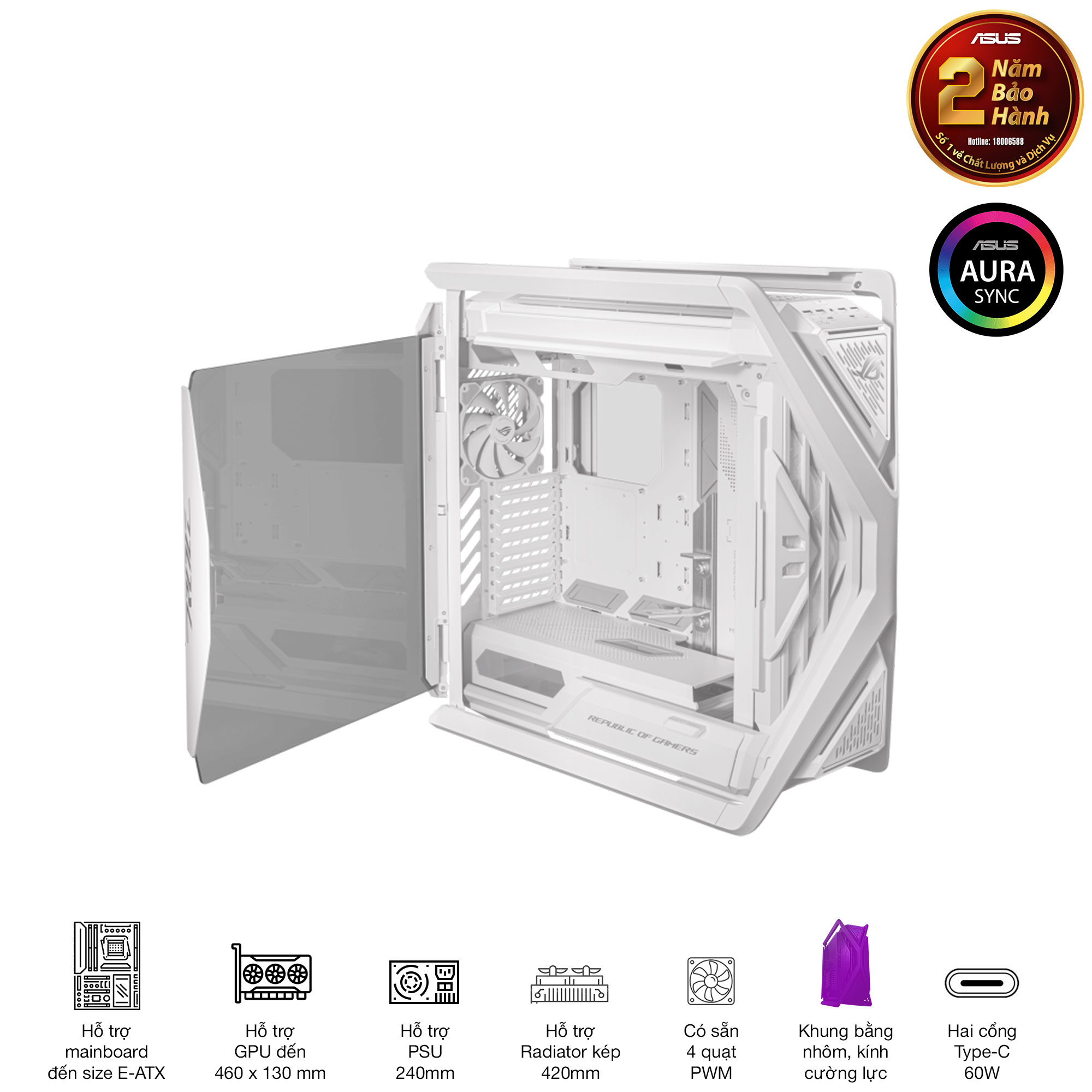 Vỏ Case GR701 ROG HYPERION WHITE EDITION 18