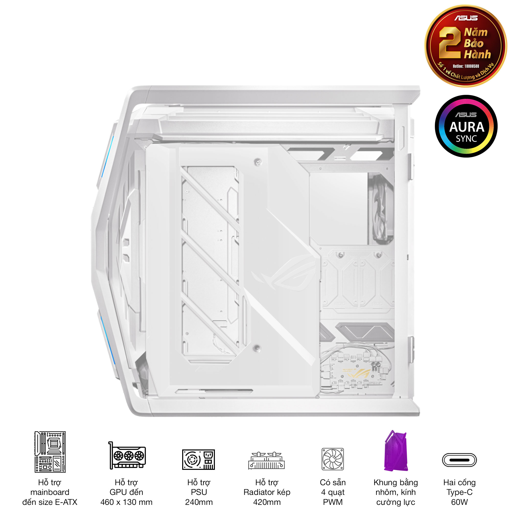 Vỏ Case GR701 ROG HYPERION WHITE EDITION 7