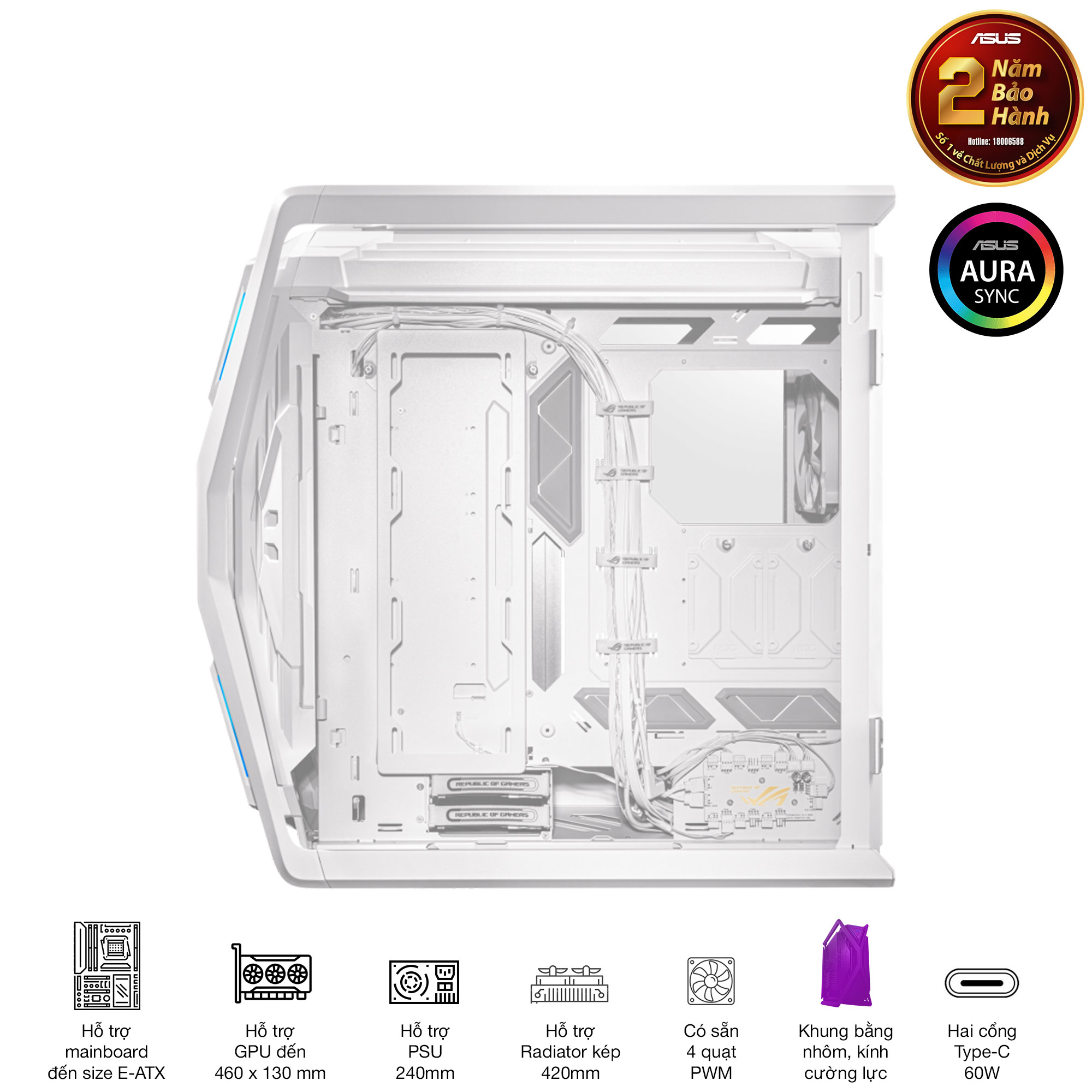Vỏ Case GR701 ROG HYPERION WHITE EDITION 8