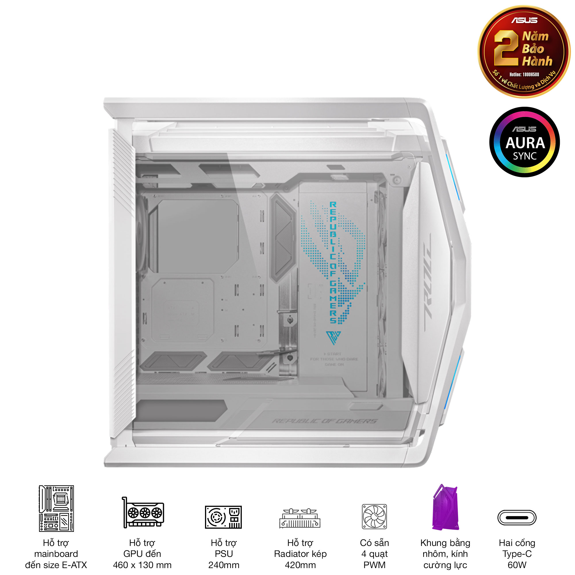 Vỏ Case GR701 ROG HYPERION WHITE EDITION 9