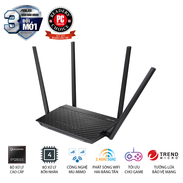 Bộ định tuyến ASUS RT-AC1500UHP (Dũng Sĩ Xuyên Tường | Chuẩn AC1500 MU-MIMO | 2 băng tần | USB | Stream 4K) 2