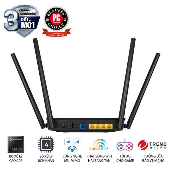 Bộ định tuyến ASUS RT-AC1500UHP (Dũng Sĩ Xuyên Tường | Chuẩn AC1500 MU-MIMO | 2 băng tần | USB | Stream 4K) 3