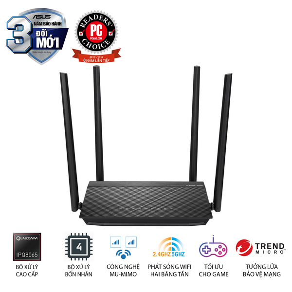 Bộ định tuyến ASUS RT-AC1500UHP (Dũng Sĩ Xuyên Tường | Chuẩn AC1500 MU-MIMO | 2 băng tần | USB | Stream 4K) 4