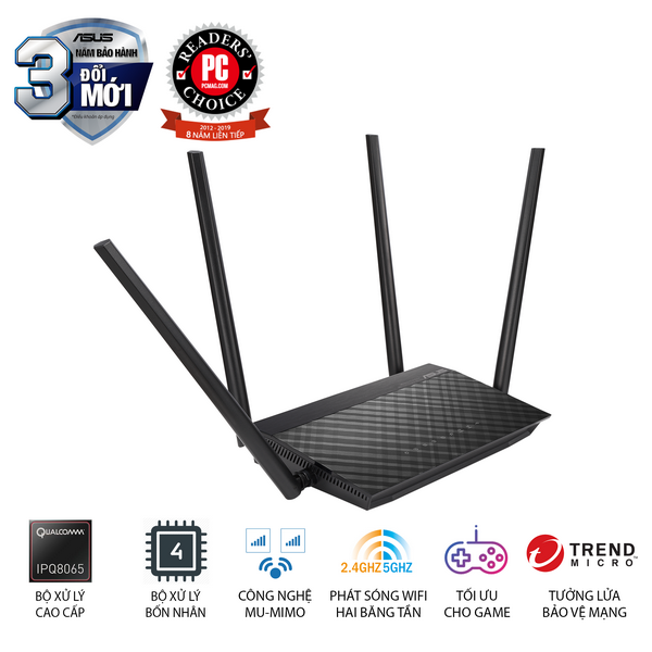 Bộ định tuyến ASUS RT-AC1500UHP (Dũng Sĩ Xuyên Tường | Chuẩn AC1500 MU-MIMO | 2 băng tần | USB | Stream 4K) 5