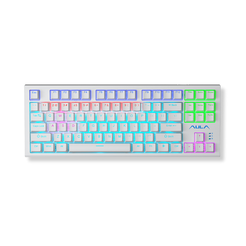 Bàn phím cơ gaming AULA F3032 Màu trắng (Red switch' USB' LED Rainbow 7 màu) 1