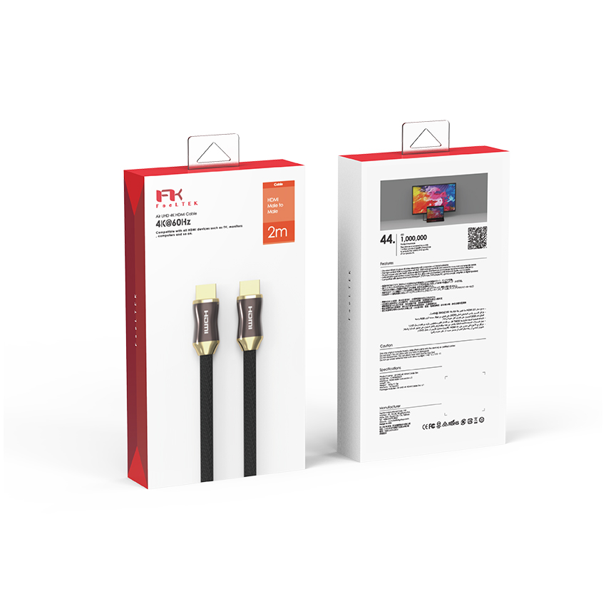Cáp air HDMI 2.0 Feeltek CAH200BMH41F bọc nylon + vỏ kim loại hỗ trợ 4k@60hz - dài 2m 8