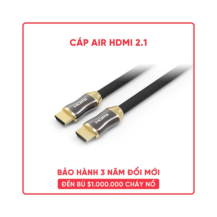 Cáp air HDMI 2.1 Feeltek CAH200BMH81F bọc nylon + vỏ kim loại hỗ trợ 8k@60hz + 4k@120hz - dài 2m 1