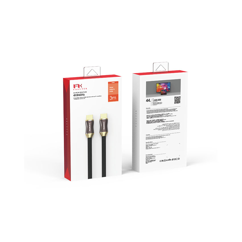 Cáp air HDMI 2.1 Feeltek CAH300BMH81F bọc nylon + vỏ kim loại hỗ trợ 8k@60hz + 4k@120hz - dài 3m 5