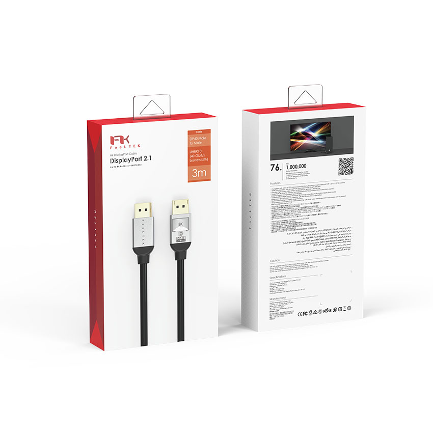 Cáp air Displayport 2.1 Feeltek CADP300M211F vỏ kim loại hỗ trợ 8k@60hz + 4k@144hz - dài 3m 5