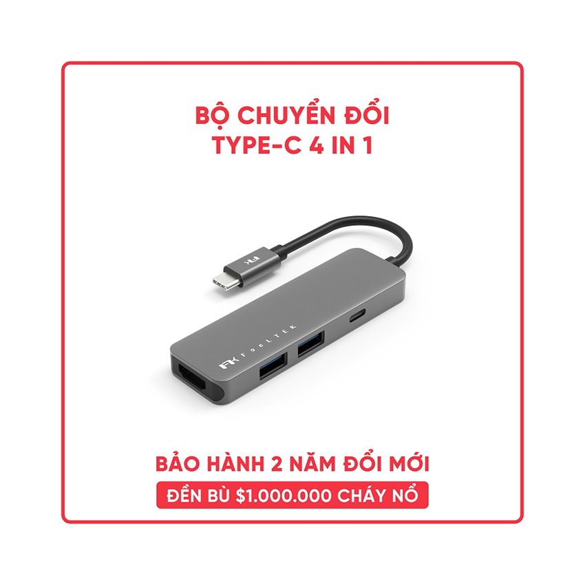 Bộ chuyển đổi 4 trong 1 Feeltek HCM004APWW2F (từ usb type c sang hdmi + usb3.0 + pd) 1