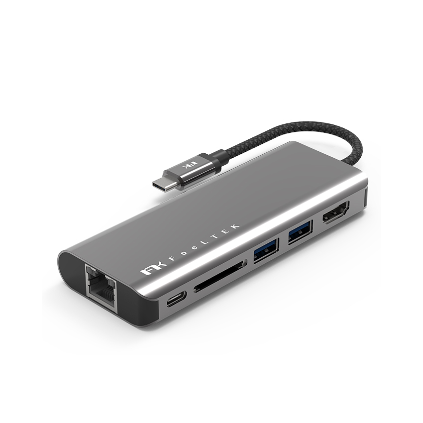 Bộ chuyển đổi 6 trong 1 Feeltek HCM006APWW2F (từ usb type c sang hdmi + rj45 + usb3.0 + sd + pd) 2