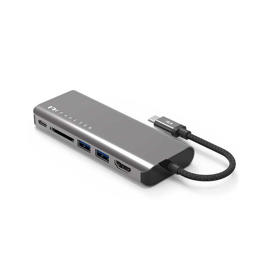 Bộ chuyển đổi 6 trong 1 Feeltek HCM006APWW2F (từ usb type c sang hdmi + rj45 + usb3.0 + sd + pd) 4