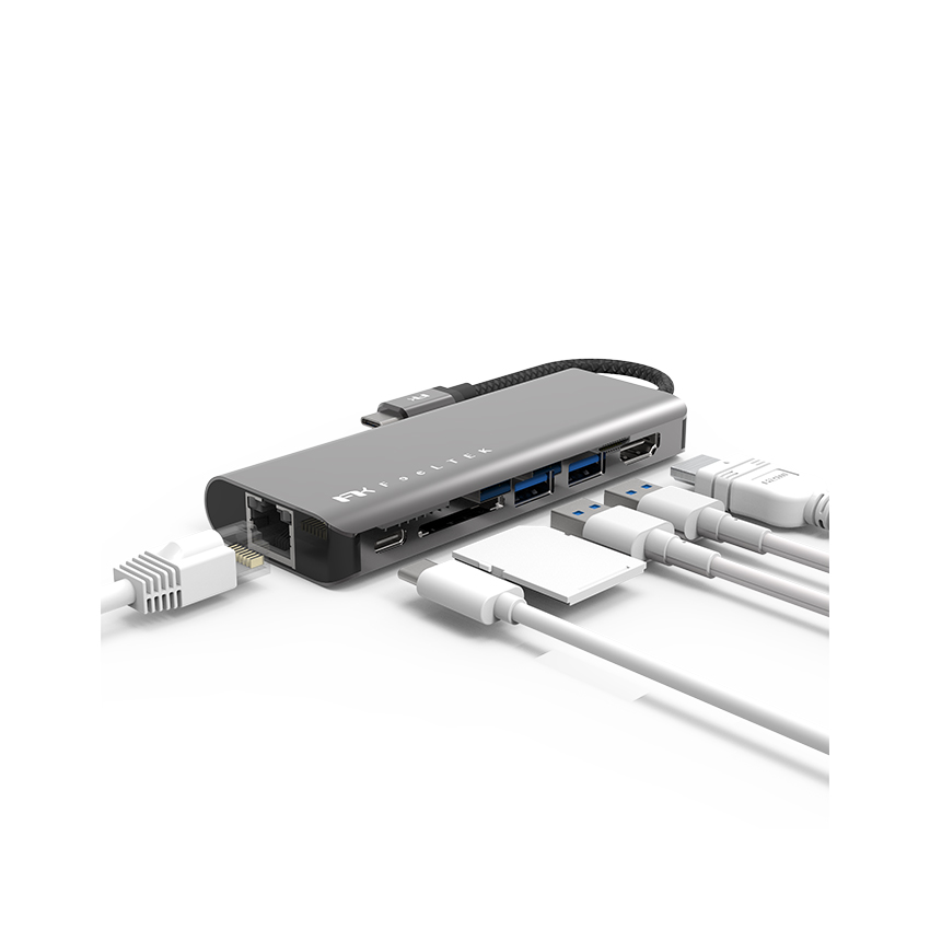 Bộ chuyển đổi 6 trong 1 Feeltek HCM006APWW2F (từ usb type c sang hdmi + rj45 + usb3.0 + sd + pd) 9