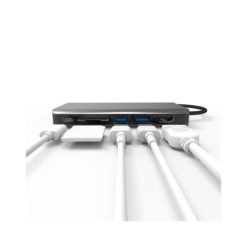 Bộ chuyển đổi 8 trong 1 Feeltek HBC008ZZC201 (từ usb type c sang hdmi + usb3.0 + sd + pd) 8