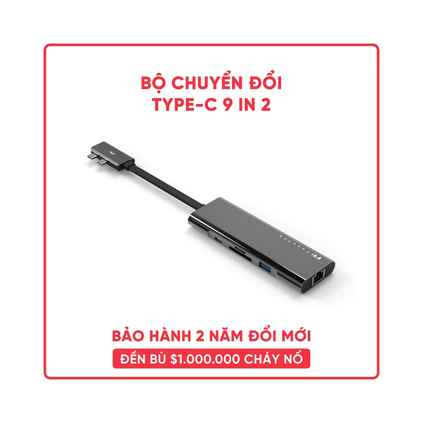 Bộ chuyển đổi 9 trong 2 Feeltek HCM009APWW2F (từ usb type c sang hdmi + usb3.0 + rj45 + sd + pd) 1