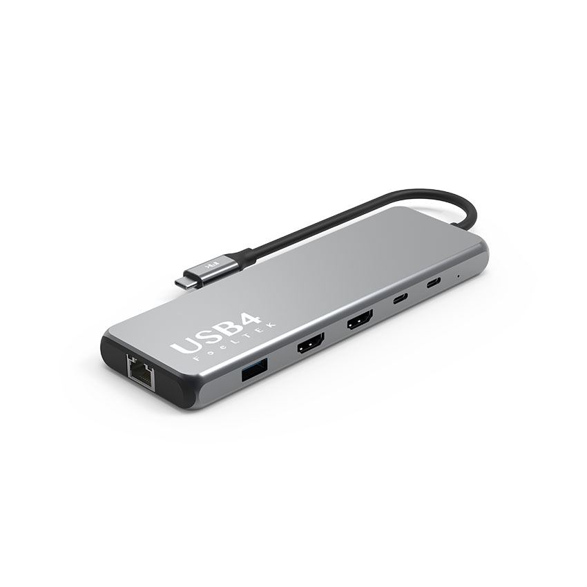 Bộ chuyển đổi usb4 10 trong 1 Feeltek HCM010APWW2F (từ usb type c sang hdmi + usb3.1 + usb3.0 + usbc + pd + rj45) 5